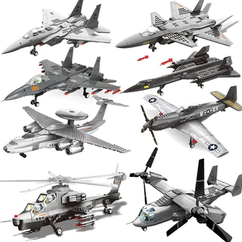 הצבא סדרת אבני הבניין מלחמת העולם השנייה SR-71 מטוסי עיט לוחם J-20 התגנבות מטוס אוספרי מסוק דגם צעצועים לילדים