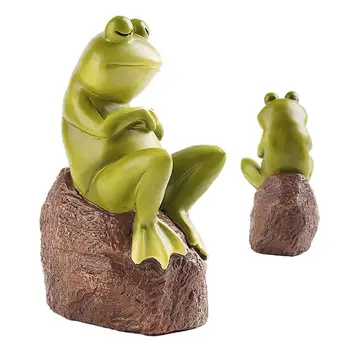 השולחן צפרדע פסל השולחן צפרדע פיסול חוצות דמויות מקורה צפרדע דמויות עם צבעים בהירים עבור חדר השינה גן הסלון