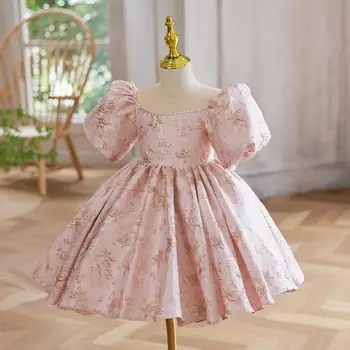 התינוק ספרדית לוליטה נסיכה, שמלת נשף חרוזים עיצוב חתונה, מסיבת יום הולדת הטבלה בגדים שמלות בנות פסחא A1588