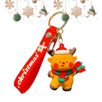 חג המולד Wristlet מחזיק מפתחות מחזיק מפתחות חמוד קריקטורה מיני תרמיל מחזיק מפתחות 3D חג מולד אביזרים מתנה עבור בנות ילקוט