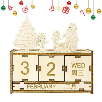 חג מולד ספירה לאחור לוח שנה בלוק לשימוש חוזר לאורך זמן עץ חג המולד לוח שנה בלוק השולחן קישוט על מדפי הספרים בבית