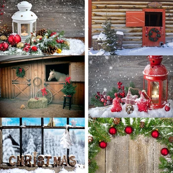חג מולד קישוט לוח העץ כפרי רקע צילום סטודיו שלג אור מתנת כוכבים בל ויניל צילום Photocall 7x5ft