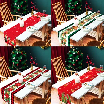 חג שמח מפת שולחן מלבני רץ יוקרה פתית שלג האצטרובל חייל ערב כיסוי שולחן הביתה שמח קישוט
