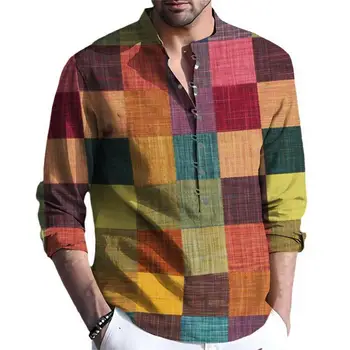 חולצת פשתן לאירועים רשמיים מסוגנן עיצוב רטרו קלאסי של גברים כפתור למטה חולצות האביב, הסתיו תכליתי זכר