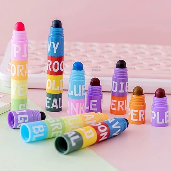 חמוד יצירתי רב-צבע העט וינטג ' שרבוט בעט 6 צבעים החדרת מדגיש הדגשה מגרד סמנים