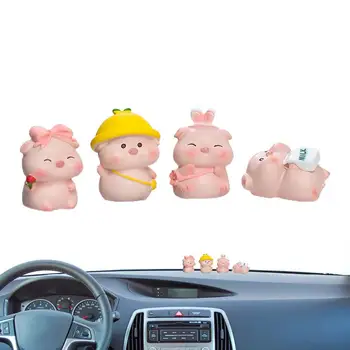 חמוד מיני חזיר עבור רכב קריקטורה מיני חזיר מיניאטורה צעצועי חזיר מכוניות לוח מחוונים עיצוב קריקטורה של חזיר קישוט לוח המחוונים במכונית קישוט