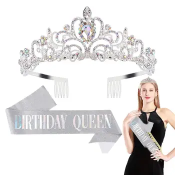 יום הולדת שמח סאש סט יום הולדת הכתר נשים נוח וקל משקל סגסוגת הכתר עם מסרק עיצוב תמונה 