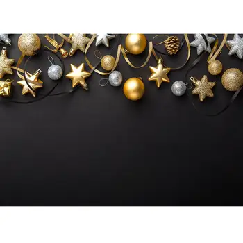 כדורי חג המולד כוכבים סרט שחור לוח צילום רקע ויניל רקע צילום סטודיו לילדים התינוק המשפחה Photocall