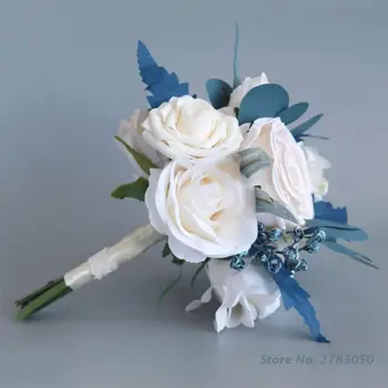 מלאכותי זר בעבודת יד חתונה קישוט פרחים משולבת יער-נושא רומנטי, שמפניה זרי פרחים עבור השושבינה