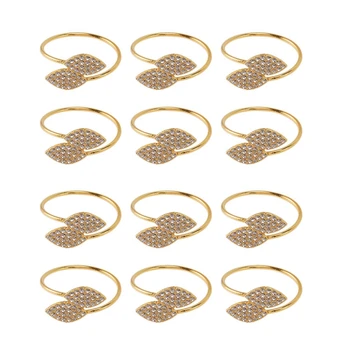 מפיות טבעת, 36 יח ' מתכת טבעות מפיות מחזיק עבור מסיבת חתונה ארוחת ערב שולחן קישוט (עלה זהב)