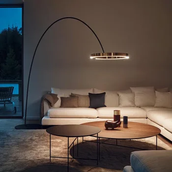 נורדי מעגל דיג מנורת רצפה מודרני הוביל ברזל יצוק אמנות תאורה עבור הסלון חדר השינה ספה עיצוב הבית עומד אור