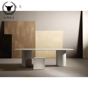 נורדי מעצב אור יוקרה מעץ מלא שולחן ארוך השולחן שולחן עבודה לבן ביתיים פשוטים מלבניים שולחן האוכל