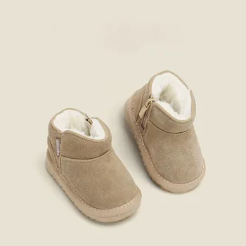 נעלי ילדים מוצק מגפי שלג נעלי פעוט בנים מגפיים קצרים בחורף קטיפה בנות תינוק נעלי ילדים מגפי שלג