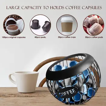 סל מתכת קפה קפסולה פוד קערה בעל קיבולת גדולה K כוס פוד כוס קפה בר אלגנטי אספרסו ארגונית על הדלפק