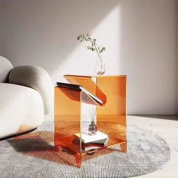 פשוט אקריליק שולחנות קפה לסלון מרכז שולחן גיאומטריות שקוף ספה שולחן צד נורדי אמנות השולחן שליד המיטה המודרנית Stor