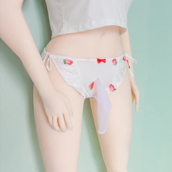 תות סיסי כיס התחתונים יפנית חמוד תחרה חוטיני הומו הלבשה תחתונה אדם ללא רבב רך תקצירים ארוטי תחתונים תחתונים