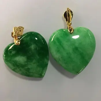 100% טבעי ירוק עם כסף סטרלינג 925 לב ג ' יידיט ירקן אבן נשים תליונים תכשיטים שרשרת מזל אביזרים
