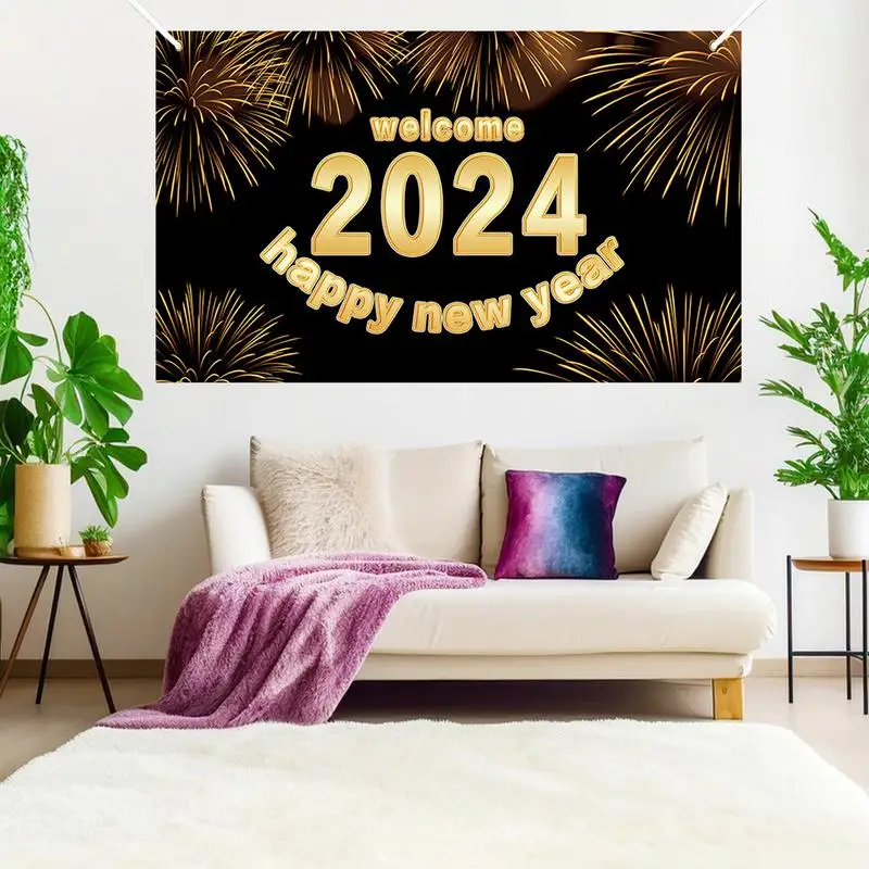שנה חדשה באנר 2024 5X3Ft מסיבת שנה החדשה רקע צילום חגיגי מסיבת באנר יצירתי מסיבות טובות עבור השנה החדשה. . ' - ' . 2