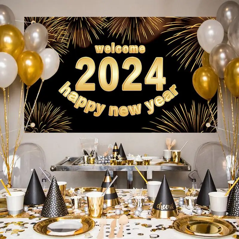 שנה חדשה באנר 2024 5X3Ft מסיבת שנה החדשה רקע צילום חגיגי מסיבת באנר יצירתי מסיבות טובות עבור השנה החדשה. . ' - ' . 3