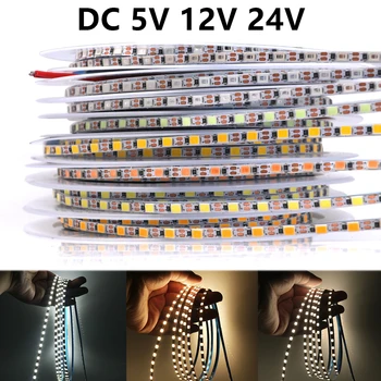 DC 5V 12V 24V 5M 600LEDs Led רצועת אור SMD 2835 120LEDs גמיש LED קלטת לא עמיד למים מנורת אור רצועות מטבח עיצוב הבית