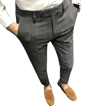 מסוגנן גברים מכנסיים נגד קמטים סלים חליפת מכנסיים אנשי עסקים מכנסיים