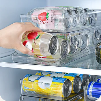 מקרר ארגונית פחי יכול מנפק משקה בקבוק יכול מחזיק המקרר ארגונית מטבח אחסון מדף שתי שכבות