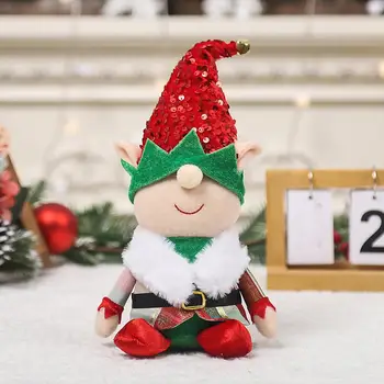 סנטה תחפושת שדונית בובת חג חגיגיות שדון בובה מקסימה פנים Gnome קישוט עם נצנצים כובע ארוך האוזניים מטבח ביתי